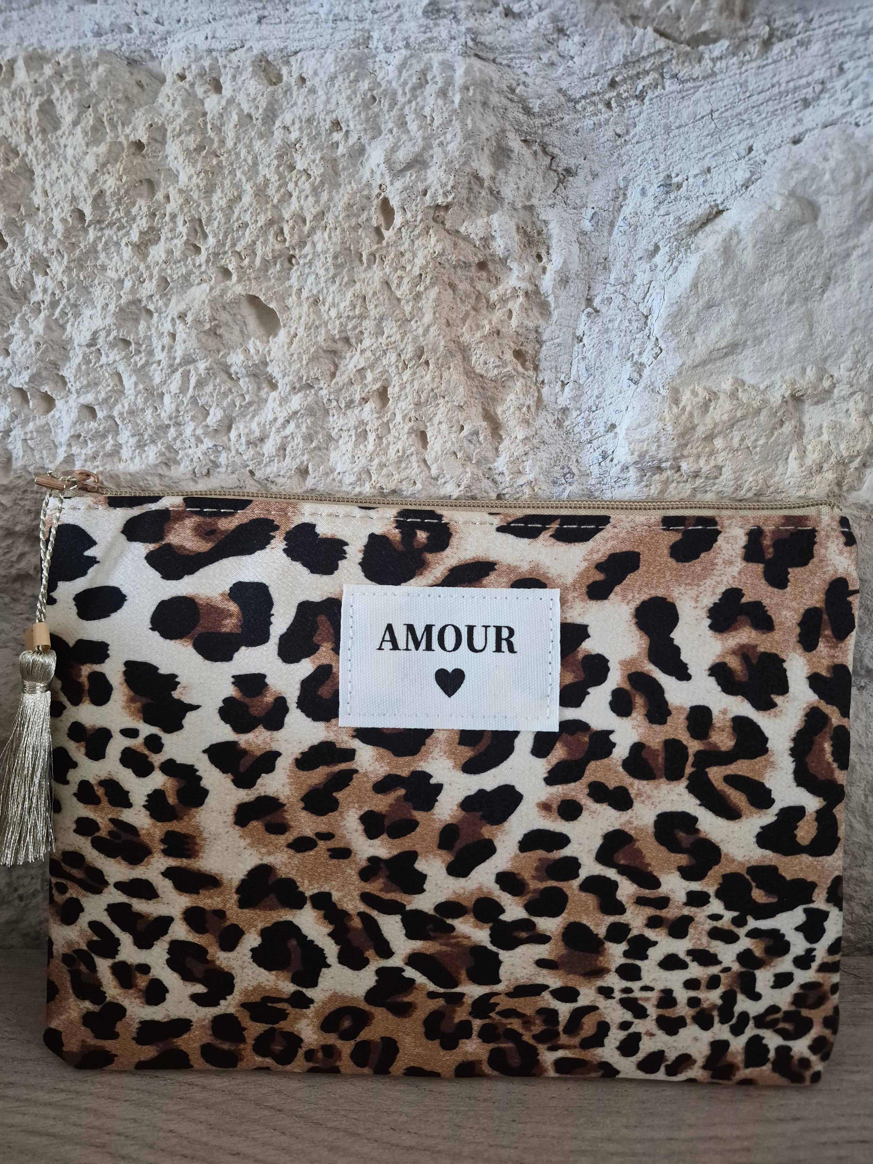 Pochette léopard "amour"